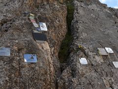 05A Memorial plaques to climbers who died on Lenin Peak in recent years at entrance to gorge on the way to Travellers Pass 4133m